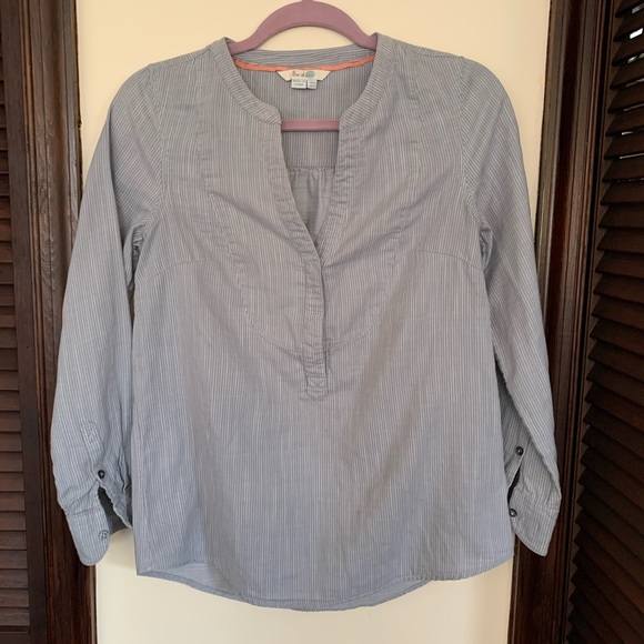 Boden Blue Striped Popover Tunic V-Neck 2 - Picture 7 of 7
